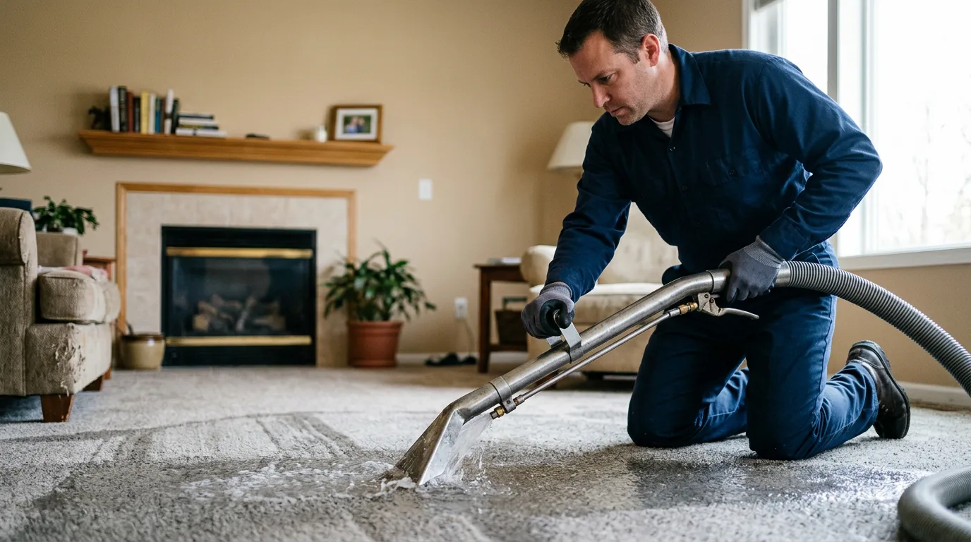 Water damage restoration technician working near Steamboat Rock, IA